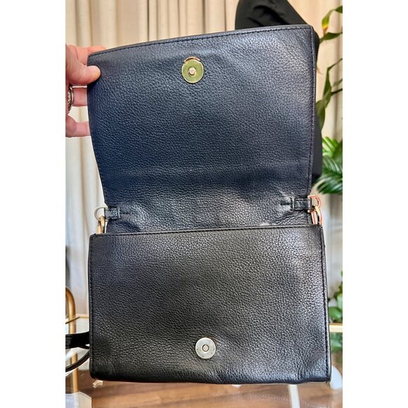 RARE!!! TORY BURCH BLACK LEATHER BOMBE SHOULDER BAG/CROSSBODY - Picture 7 of 13